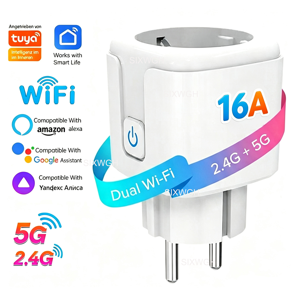 Timer Dual Outlet - Tuya WiFi デュアルバンド 2.4G&5G 16A スマートソケット